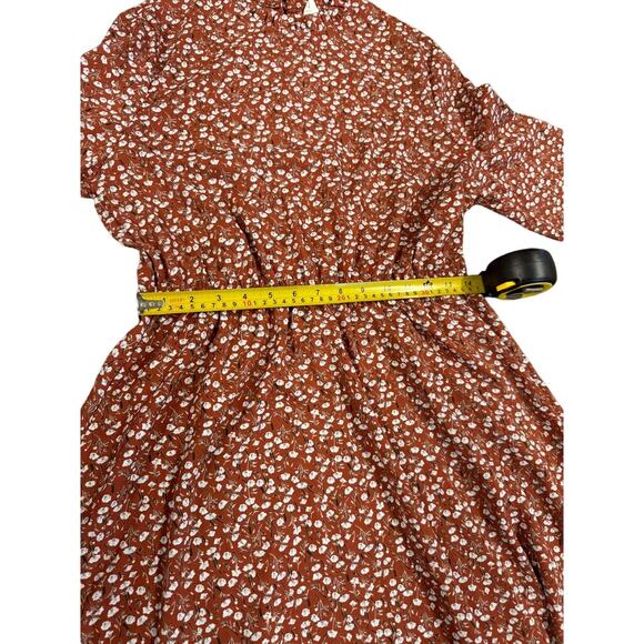 Brown sheer ,Prairie‎ dress w/ white flowers, Bishop Sleeve, Fall ,Thanksgiving - Picture 7 of 9